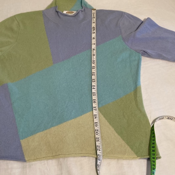Talbots pure cashmere cowl neck colorblock sweater L - Picture 11 of 13